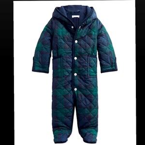Polo Ralph Lauren Baby Boy Tartan Hooded Quilted Bunting Coat Newborn